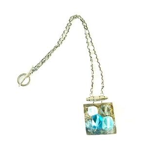 Artisan Ashka Dymel  Crystals Cage 925 silver stamped Necklace